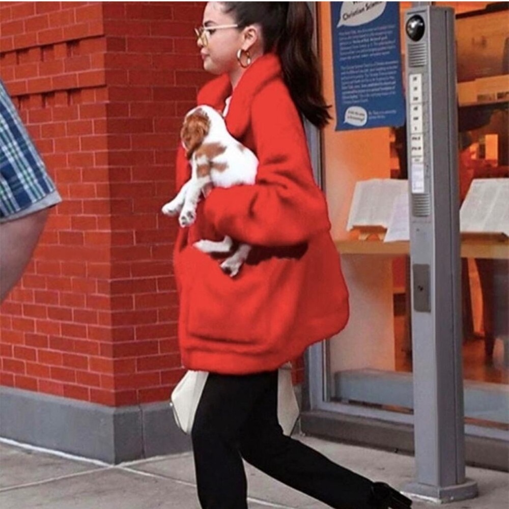 I. Am. Gia Pixie Oversized Teddy Coat Red size Medium Revolve $110 - Picture 3 of 16